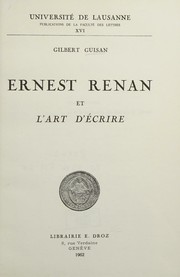 Ernest Renan et L'art D'ecrire