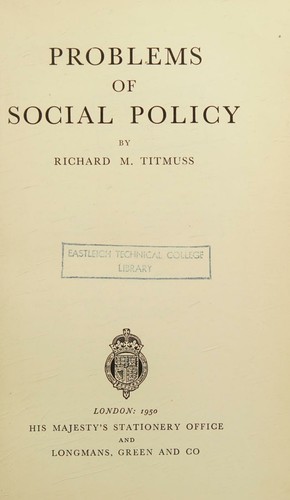 cover of Problems of social policy