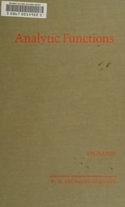 Cover of: Analytic functions (Saunders mathematics books)