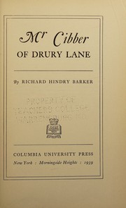 Cover of: Mr Cibber of Drury Lane (1939)
