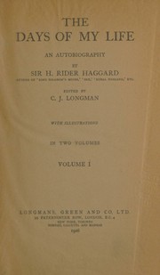 Cover of The Days of My Life (Volume I only)