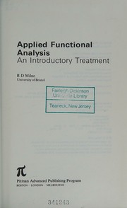 Cover of: Applied functional analysis by Milne, R. D., Milne, R. D.