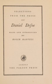 Cover of: Selections from the Prose of Daniel Defoe