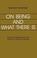 Cover of: On being and what there is