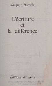 Cover of: L' écriture et la différence