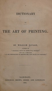 Cover of: A dictionary of the art of printing.
