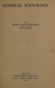 Cover of: General sociology