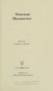 Cover of: American bureaucracy by Warren G. Bennis, Warren G. Bennis