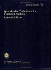 Cover of: Quantitative techniques for financial analysis by Jerome L. Valentine