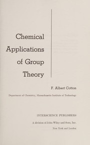 Cover of: Chemical applications of group theory.