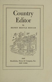 Front cover of Country editor by Henry Beetle Hough