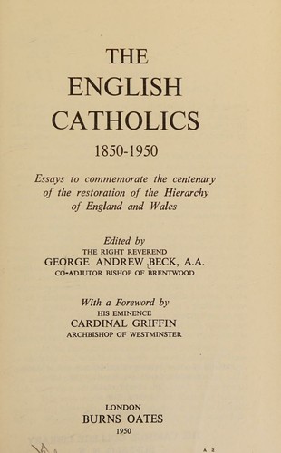 cover of the english catholics 1850-1950