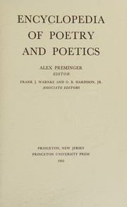 Encyclopedia of poetry and poetics