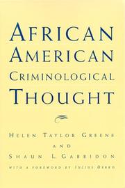 Cover of: African American Criminological Thought by Helen Taylor Greene, Shaun L. Gabbidon, Shaun L Gabbideon