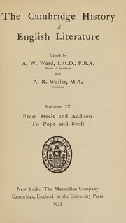 Cover of: The Cambridge History of English Literature Volume IX From Steeple and Addison To Pope and Swift