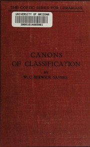 Cover of: Canons of classification