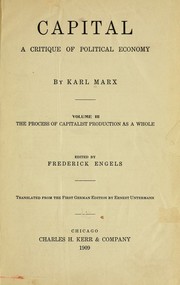 Cover of: Capital: a critique of political economy