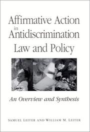 Cover of: Affirmative Action in Antidiscrimination Law and Policy: An Overview and Synthesis (Suny Series in American Constitutionalism)