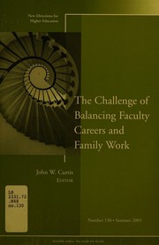 Cover of: The challenge of balancing faculty careers and family work by John W. Curtis