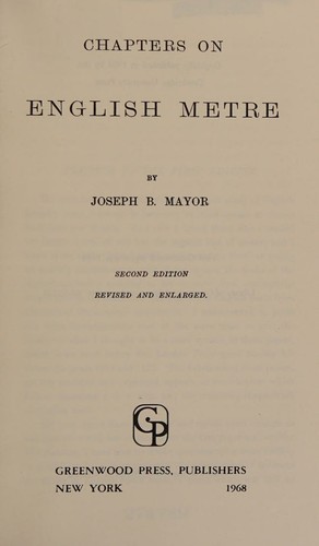 cover of Chapters on English Metre