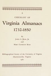 Cover of: A checklist of Virginia almanacs, 1732-1850