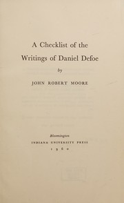 Cover of: A checklist of the writings of Daniel Defoe