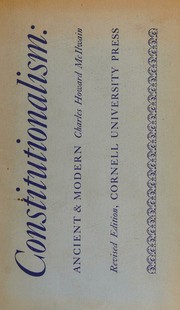 Cover of: Constitutionalism, Ancient and Modern