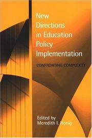 Cover of: New directions in education policy implementation: confronting complexity