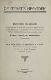Cover of: De iteratis Hesiodeis by Paul Kretschmer, Paul Kretschmer