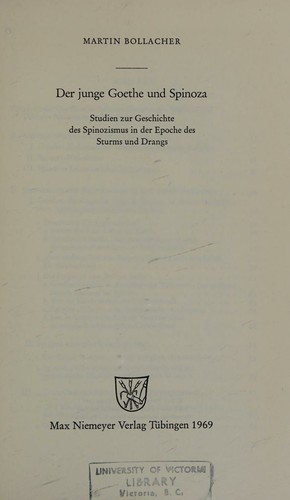 Der junge Goethe und Spinoza