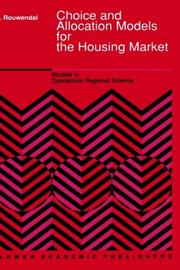 Cover of: Choice and allocation models for the housing market