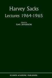 Cover of: Harvey Sacks lectures, 1964-1965