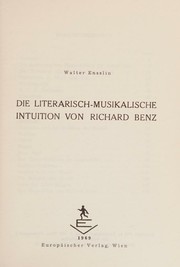 Die literarisch-musikalische Intuition von Richard Benz