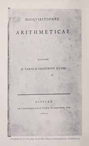 Cover of: Disquisitiones arithmeticae