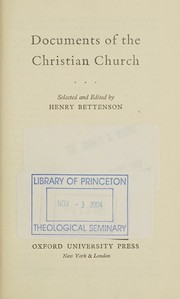 Cover of: Documents of the Christian church by Henry Scowcroft Bettenson, Henry Scowcroft Bettenson