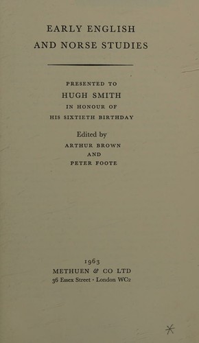 cover of EARLY ENGLISH & NORSE STUDIES Presented to Hugh Smith in Honour of His 6oth Birthday