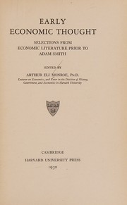 Cover of Early economic thought by Arthur Eli Monroe