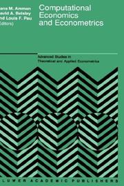 Cover of: Computational Economics and Econometrics (Advanced Studies in Theoretical and Applied Econometrics) by 
