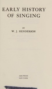 Cover of: Early history of singing