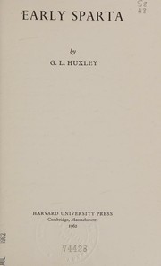 Cover of: Early Sparta