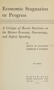 Front cover of Economic stagnation or progress by Ernst Werner Swanson