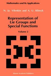 Cover of: Representation of Lie groups and special functions by N. I͡A Vilenkin