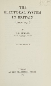 Cover of: Electoral System in Britain, 1918-51.