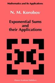 Exponential Sums and their Applications by N. M. Korobov