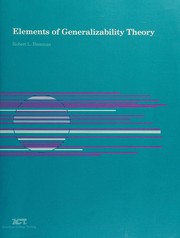 Cover of: Elements of generalizability theory by Robert L. Brennan, Robert L. Brennan