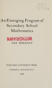Cover of An emerging program of secondary school mathematics by Max Beberman
