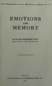Cover of: Emotions and Memory, The Menninger Clinic Monograph Series No. 2 by David Rapaport, David Rapaport