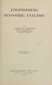 Cover of: Engineering Economic Analysis by Clarence E. Bullinger, Clarence E. Bullinger