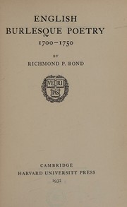 Cover of: English burlesque poetry, 1700-1750