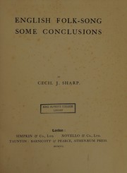 Cover of: English folk-song, some conclusions